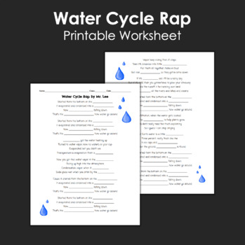 Preview of Water Cycle Rap Printable Activity