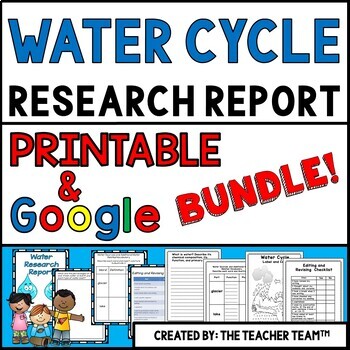 Preview of Water Cycle Report Printable and Google Slides Bundle