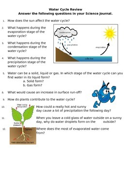 assignment for water cycle