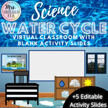 Preview of Water Cycle Science Themed Virtual Classroom Template Bitmoji™ & Google Slides™