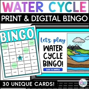 Preview of Water Cycle Science Vocabulary Review Bingo Game for 4th & 5th Grade