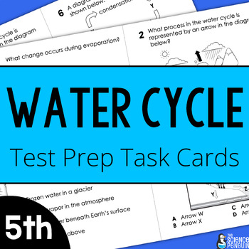 Preview of 5th Grade Water Cycle Test Prep Task Cards + Digital Resource Option STAAR