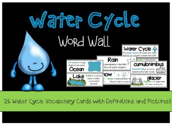 Preview of Water Cycle Word Wall Vocabulary Cards