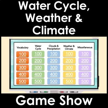 Preview of Water Cycle, Weather & Climate 5th Grade STAAR & NGSSS Game Show | Test Prep