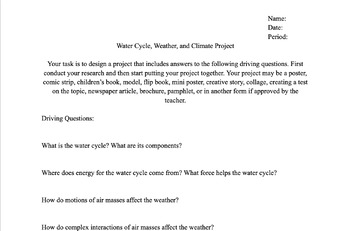 Preview of Water Cycle, Weather, and Climate Project