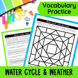 Water Cycle Worksheet - Vocabulary Color by Number Activity