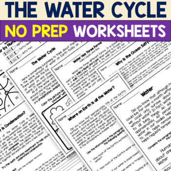 Preview of Water Cycle Worksheets Activities and Experiments
