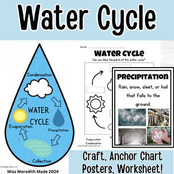 Preview of Water Cycle craft | Water Cycle Anchor Charts | Water Cycle Spring Worksheet