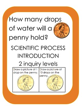 Preview of Water Drops on a Penny Introduction Science Process Experiment K-2, 2 levels
