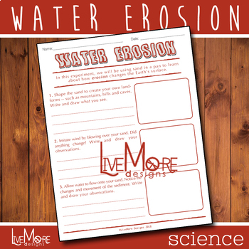 Preview of Water Erosion Experiment Worksheet 