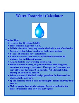 Preview of Water Footprint Activity