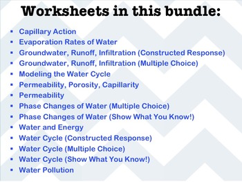 Water & Groundwater Worksheet Bundle *EDITABLE* | TpT