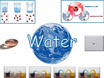 Preview of Water Lesson and Flashcards - task cards, study guide, state exam prep 2023-2024