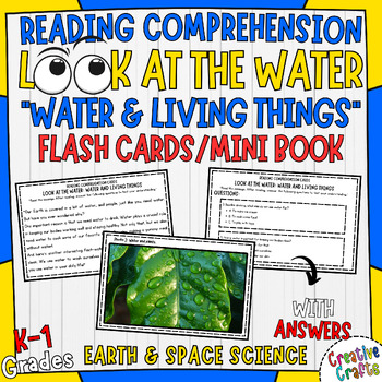 Preview of Water & Living Things K-1st Earth Science Reading Comprehension Task Cards