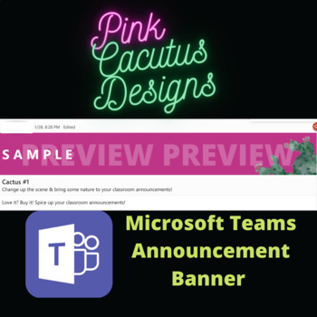 Preview of Water Paint Cactus Design #1 Microsoft Teams Announcement Banner