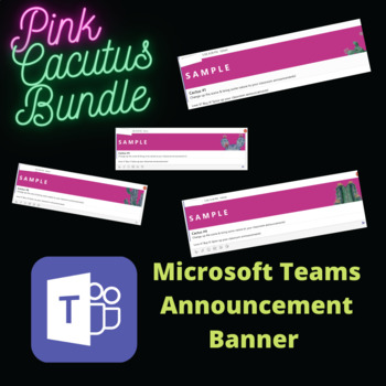 Preview of Water Paint Cactus Design Bundle 10 for Microsoft Teams Announcement Banners