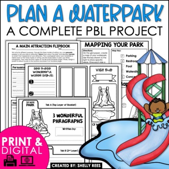 Preview of Water Park Writing Math Project Based Learning End of the Year Real World Math