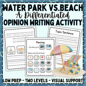 Preview of Water Park vs. Beach: Differentiated Opinion Writing | Sped/Inclusion