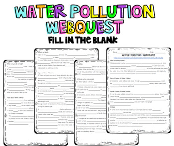 Preview of Water Pollution Webquest: Fill in the Blank