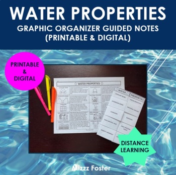 Preview of Water Properties Differentiated Notes Foldable / Worksheet (Printable & Digital)