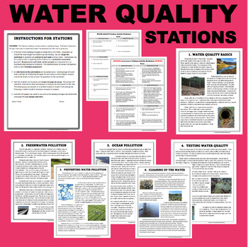 Preview of Water Quality STATIONS Reading Activity - Pollution, Freshwater, Ocean, etc