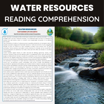 Preview of Water Resources Reading Passage | Earth Resources