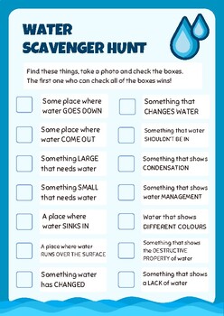 Water Scavenger Hunt by Winding Trails Education | TPT