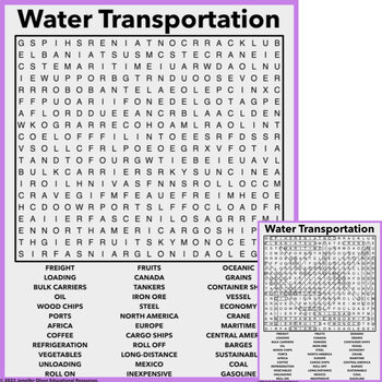 Preview of Water Transportation Word Search