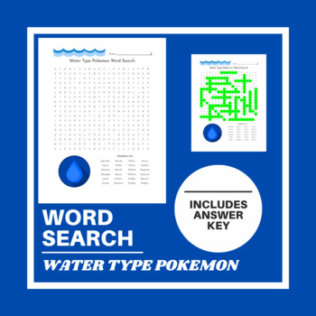 Water Type Pokemon Word Search - WordMint