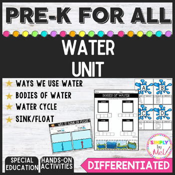 Preview of Water Unit l Special Education l PREK FOR ALL l Differentiated l Print & Go