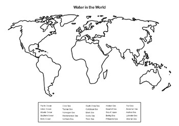 Water in the World - Map by Dinn Australian Resources | TpT
