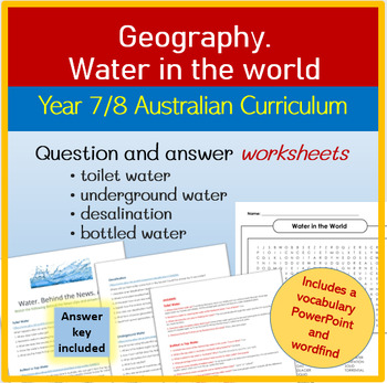Preview of Water in the World Unit. Year 7/8 Geography