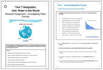 australian curriculum year 7 geography water in the world resource bundle