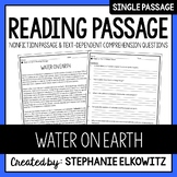 Water on Earth (Hydrosphere) Reading Passage | Printable &