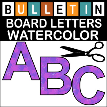 WaterColor Theme Bulletin Board Letters Classroom Decor (A-Z a-z 0-9)