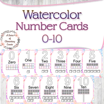 Preview of Watercolor 0-10 Number Posters