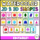 Watercolor 2D and 3D Shapes