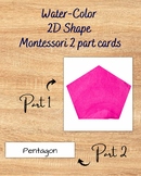 Watercolor 2D shapes Montessori 2 part cards