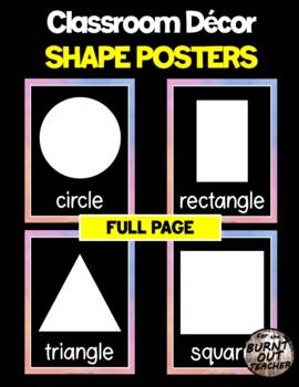 Preview of Watercolor 6A Black White 2D SHAPE Posters FULL PAGE School Classroom Decor sign