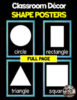 Preview of Watercolor 9A Black White 2D SHAPE Posters FULL PAGE School Classroom Decor sign