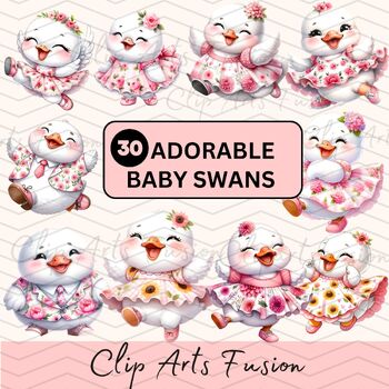 Preview of Watercolor Adorable Baby Swans Clipart Set[Commercial Use Allowed]