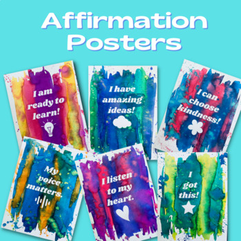 Preview of Watercolor Affirmation Posters | Classroom Decor | Bonus Desk Set