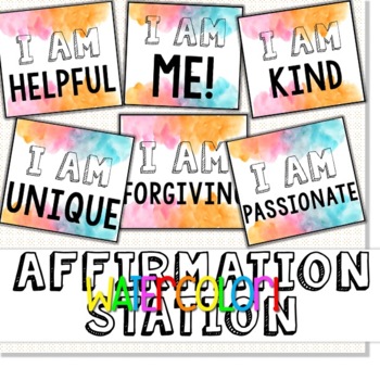 Watercolor Affirmation Station by ThatMamaTeacherLife | TpT