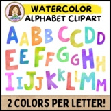 Watercolor Alphabet  ABCs Uppercase Capital Letters Clipart