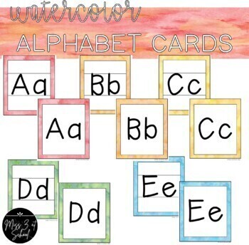 Preview of Watercolor Alphabet Cards | Classroom Decor