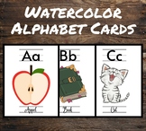 Watercolor Alphabet Cards, both classroom size and flashca