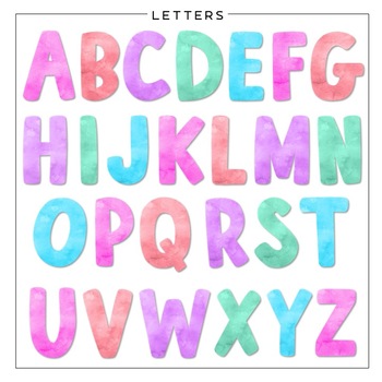 Alphabet Clipart Watercolor, Tool Clipart, Name Letters