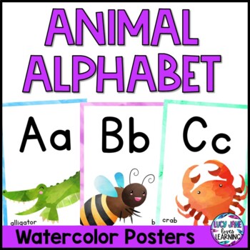 Watercolor Alphabet Posters - Animals by Mrs Panda's Classroom | TpT