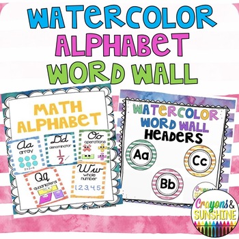 Preview of Watercolor Alphabet and Word Wall Headers, Classroom Decor, Posters