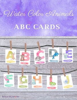 Preview of Watercolor Animal ABC Flashcards